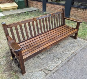 Freshly varnished bench 